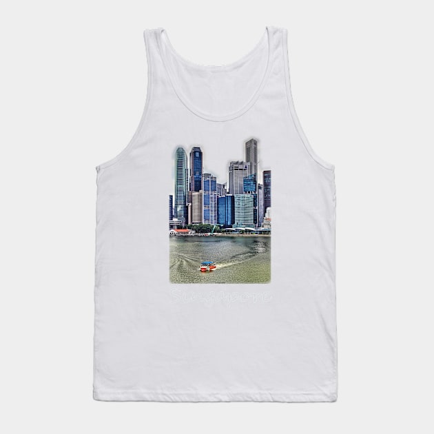 Amphibious Vehicle in front of Singapore Skyline Tank Top by holgermader